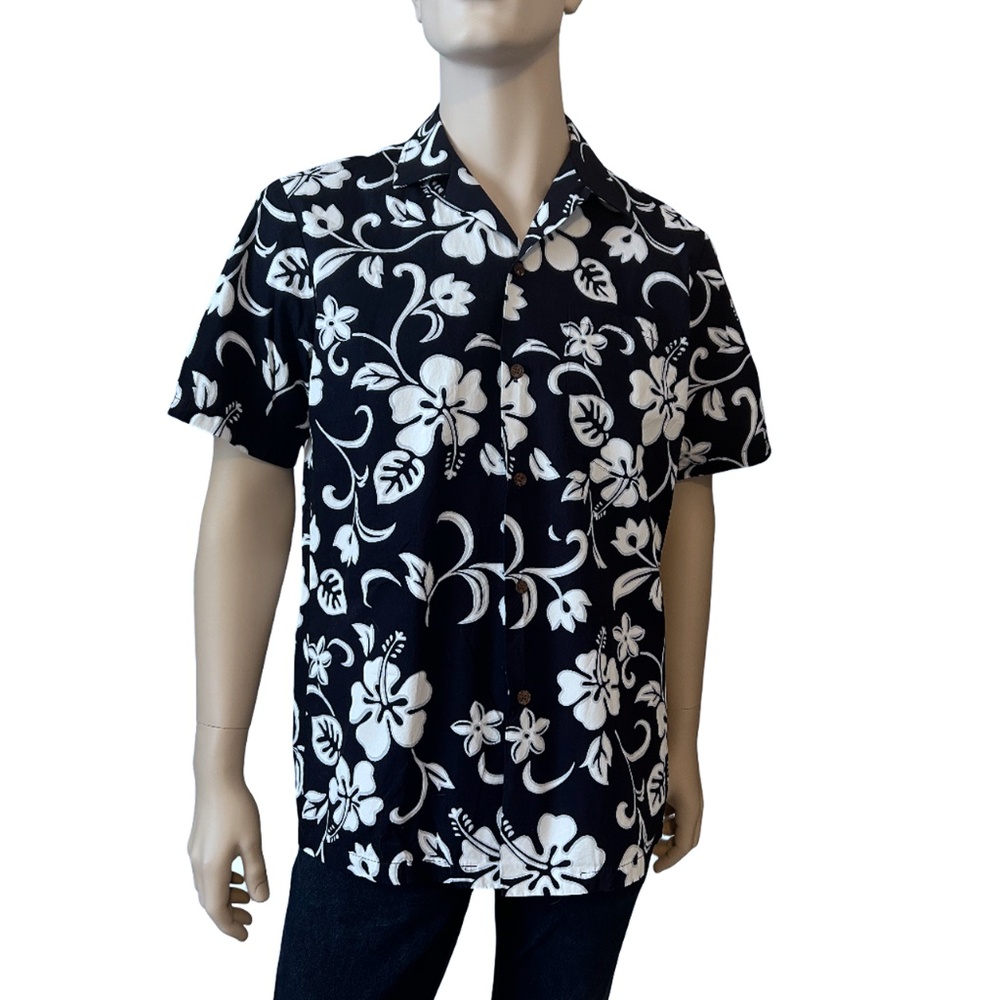 RJC Hawaiian 100% Cotton Camp Shirt Tiki Tropical Aloha Hibiscus Hawaii USA NWOT